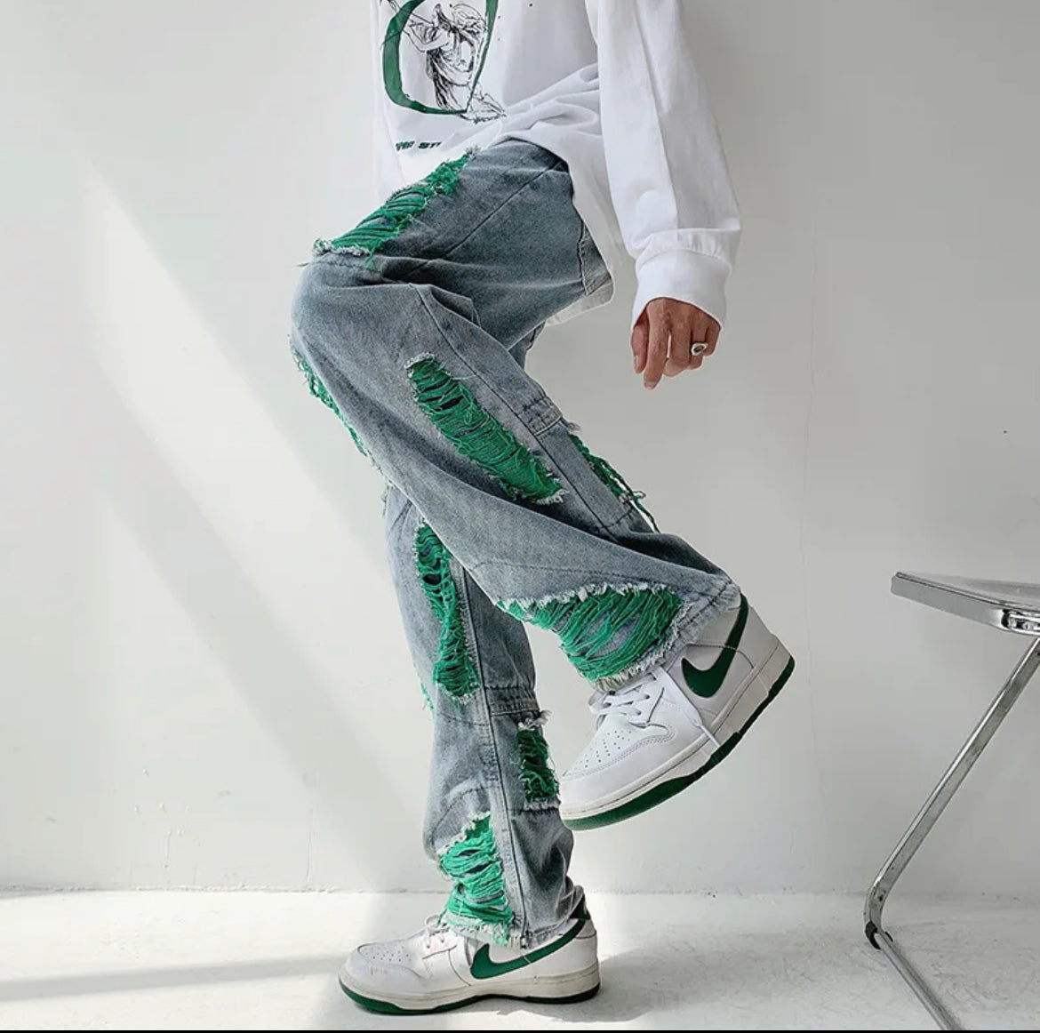 Men's Ripped Color Jeans