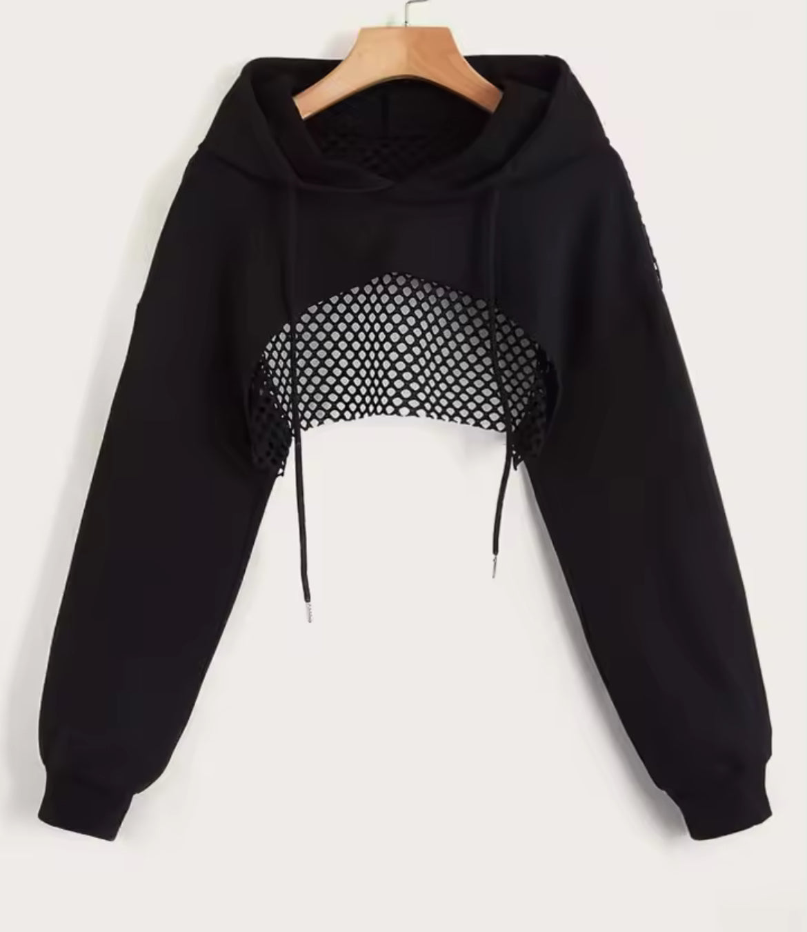 Crop Hoodie With Mesh Back