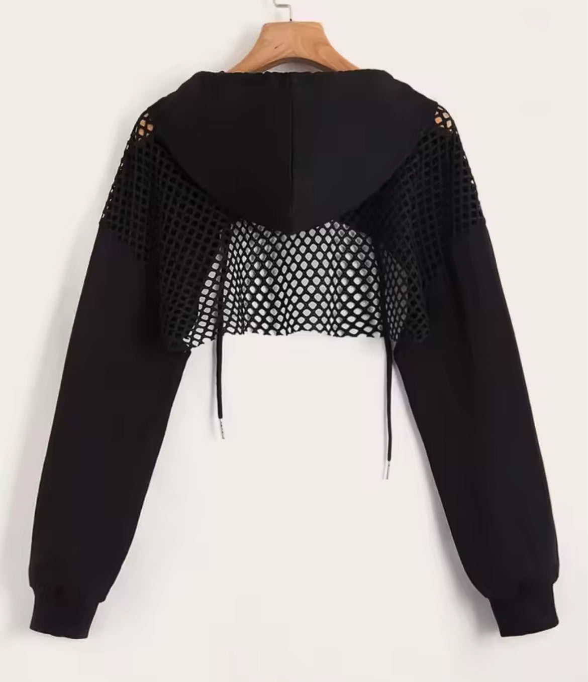 Crop Hoodie With Mesh Back