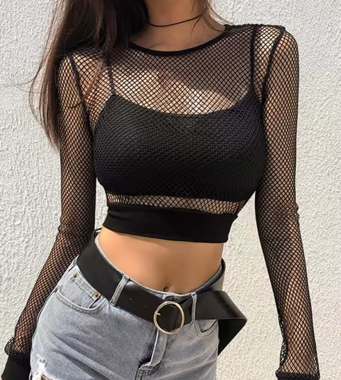 Mesh Fitted Crop Top